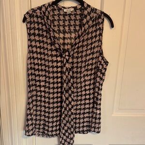 Tahari Pink and Black Houndstooth Blouse
